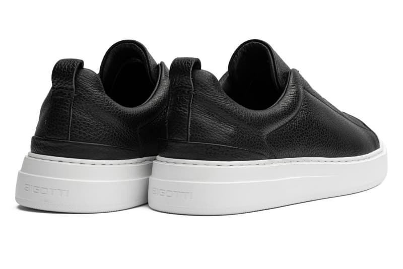 Black genuine leather sneakers