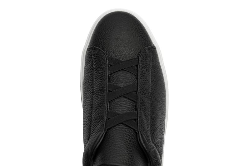 Black genuine leather sneakers