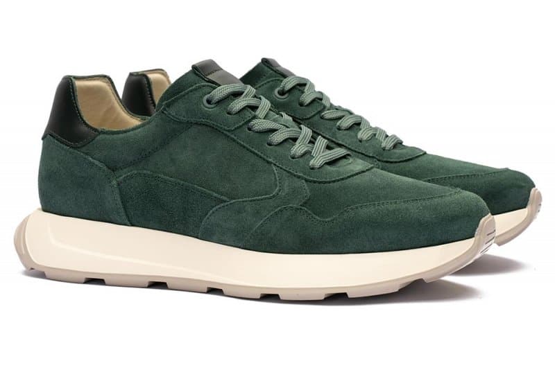 Green suede sneakers