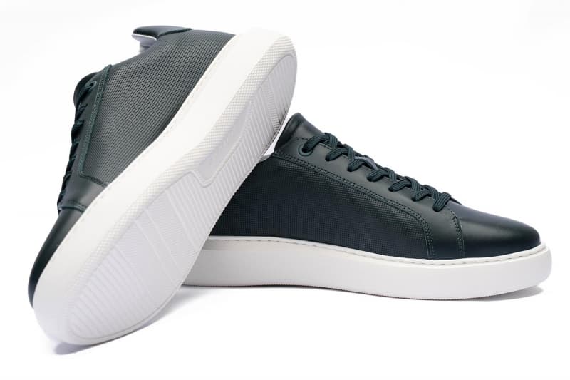 Green natural leather sneakers