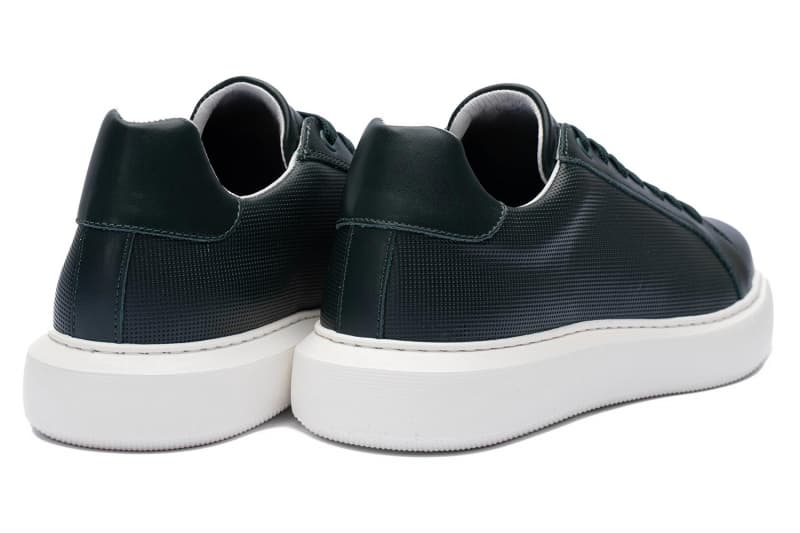 Green natural leather sneakers