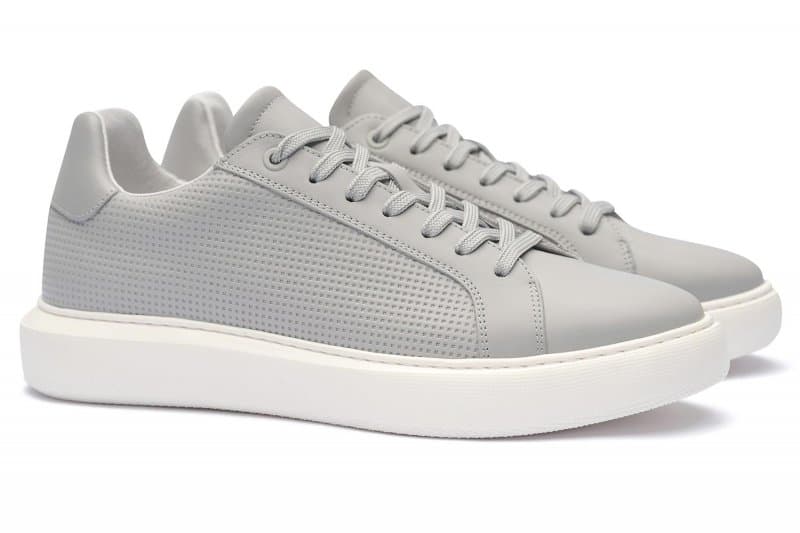 Grey natural leather sneakers
