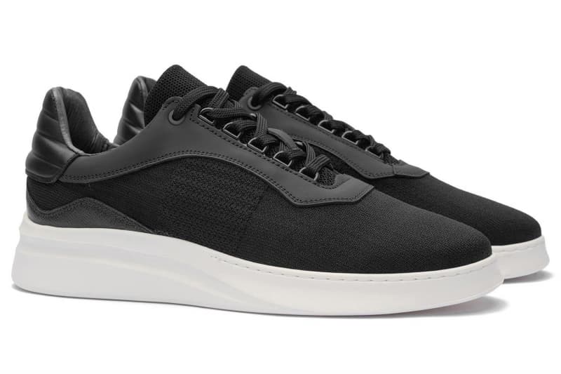 Black genuine leather sneakers