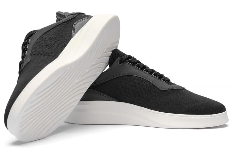 Black genuine leather sneakers