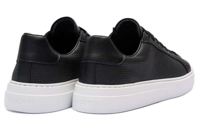 Black genuine leather sneakers