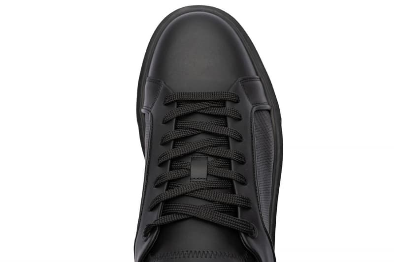 Black genuine leather sneakers