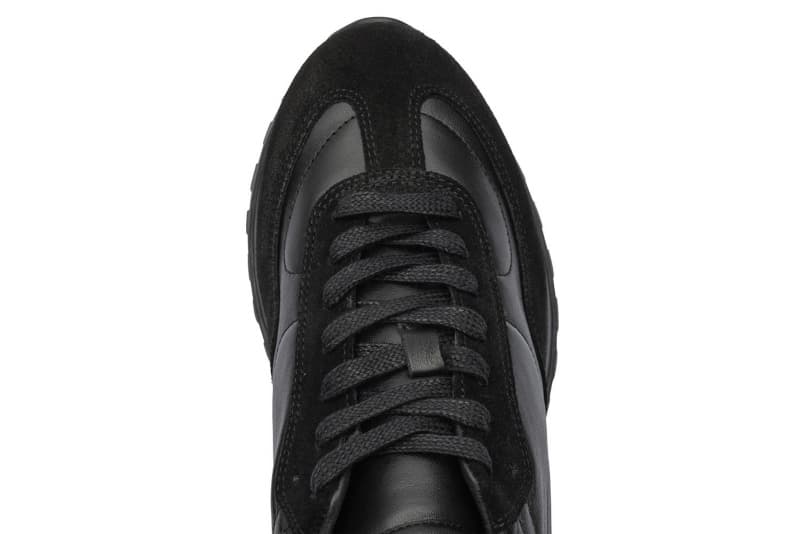 Black genuine leather sneakers