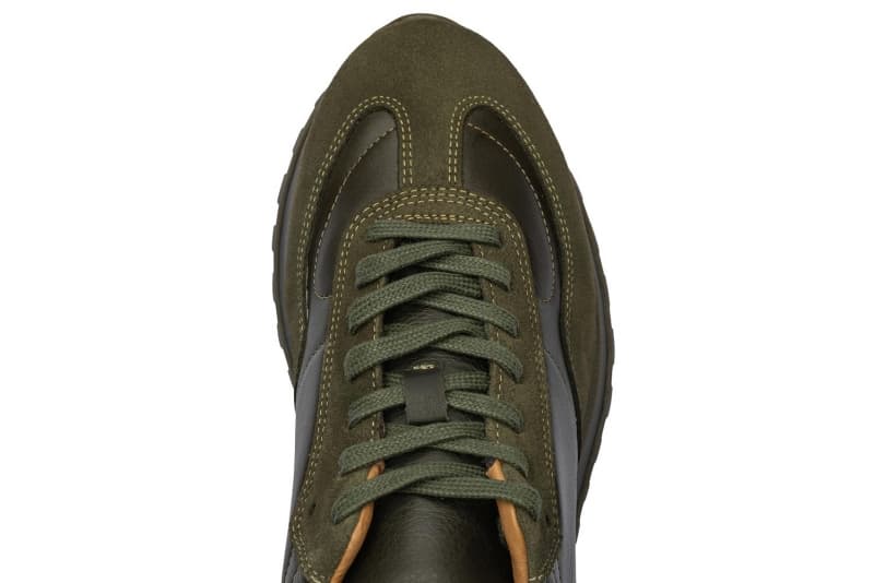 Khaki natural leather sneakers