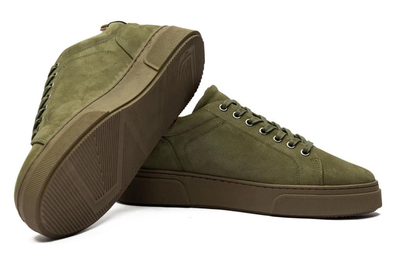 Khaki nabuk leather sneakers