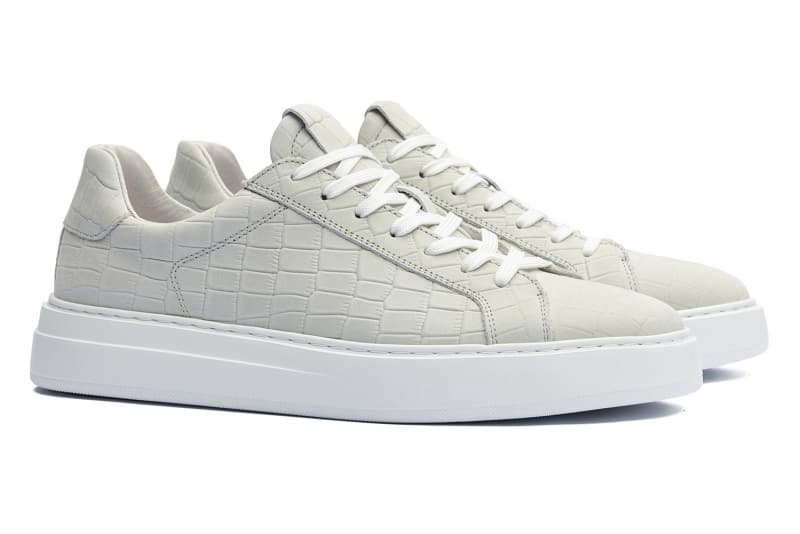 Grey natural leather sneakers