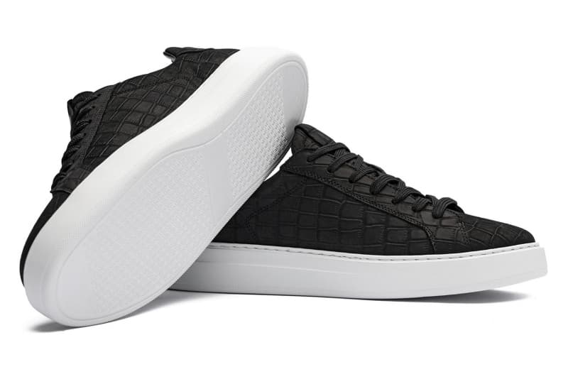 Black genuine leather sneakers