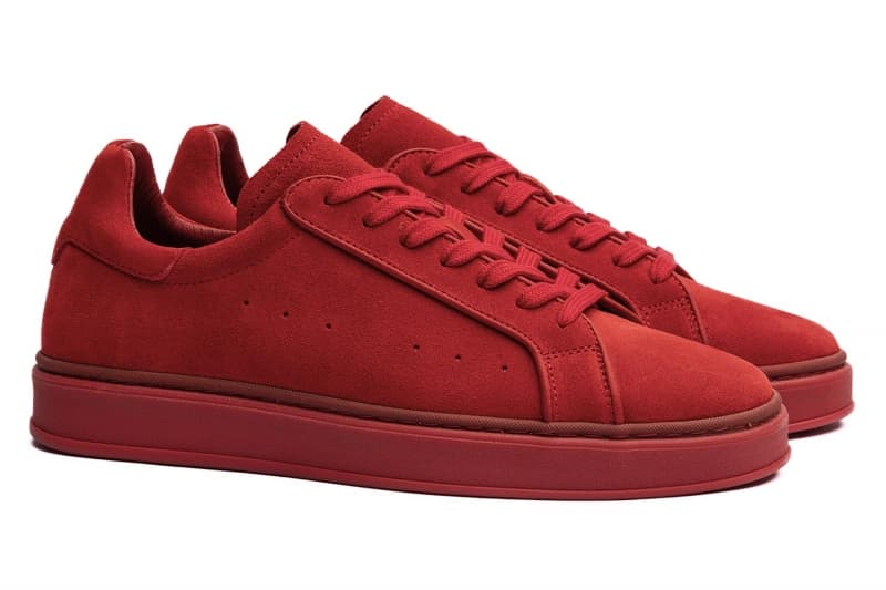 Red suede sneakers