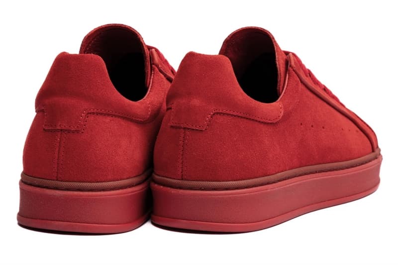 Red suede sneakers