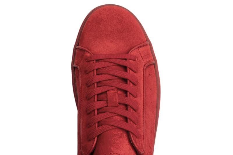 Red suede sneakers